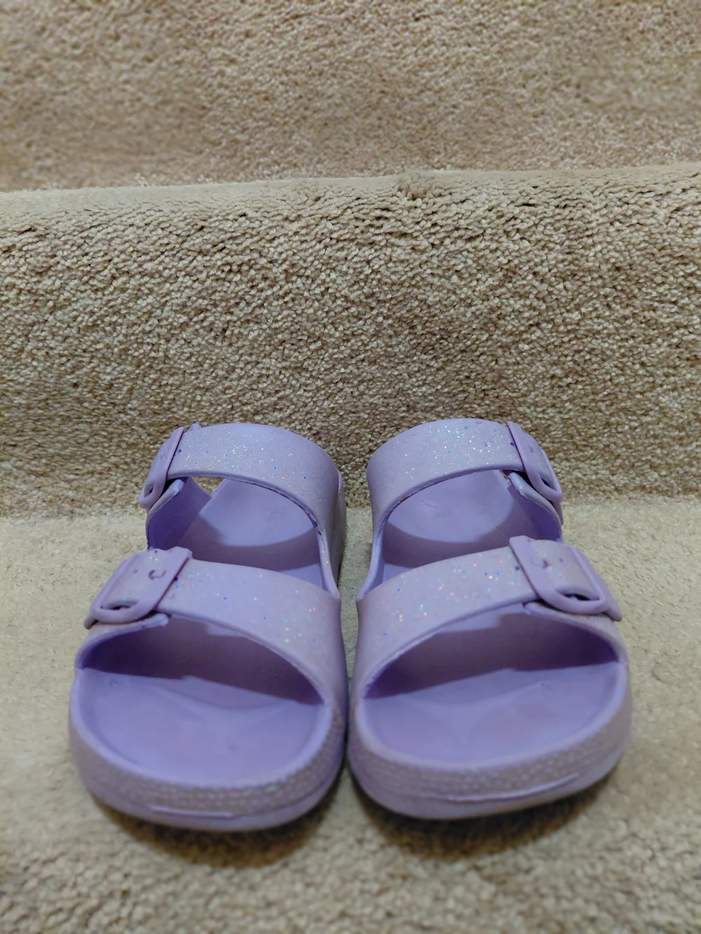 The Children's Place Girl's Casual Lilac Glitter Slides Sandals